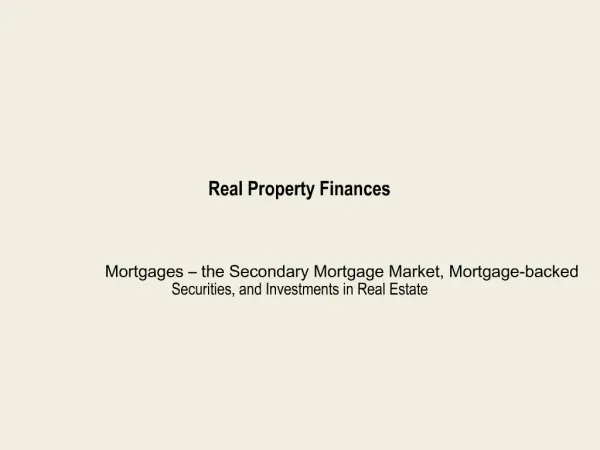 Real Property Finances