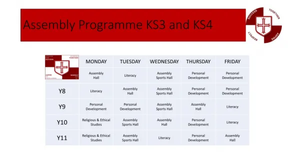 Assembly Programme KS3 and KS4