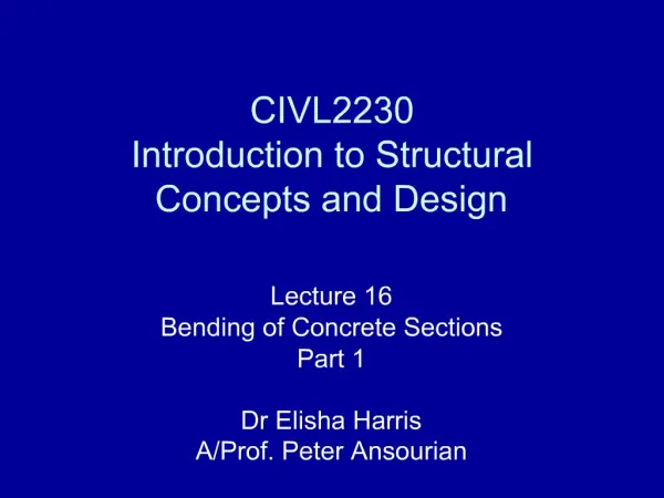 CIVL2230 Introduction to Structural Concepts and Design