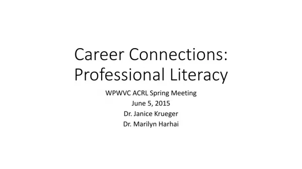 Career Connections: Professional Literacy