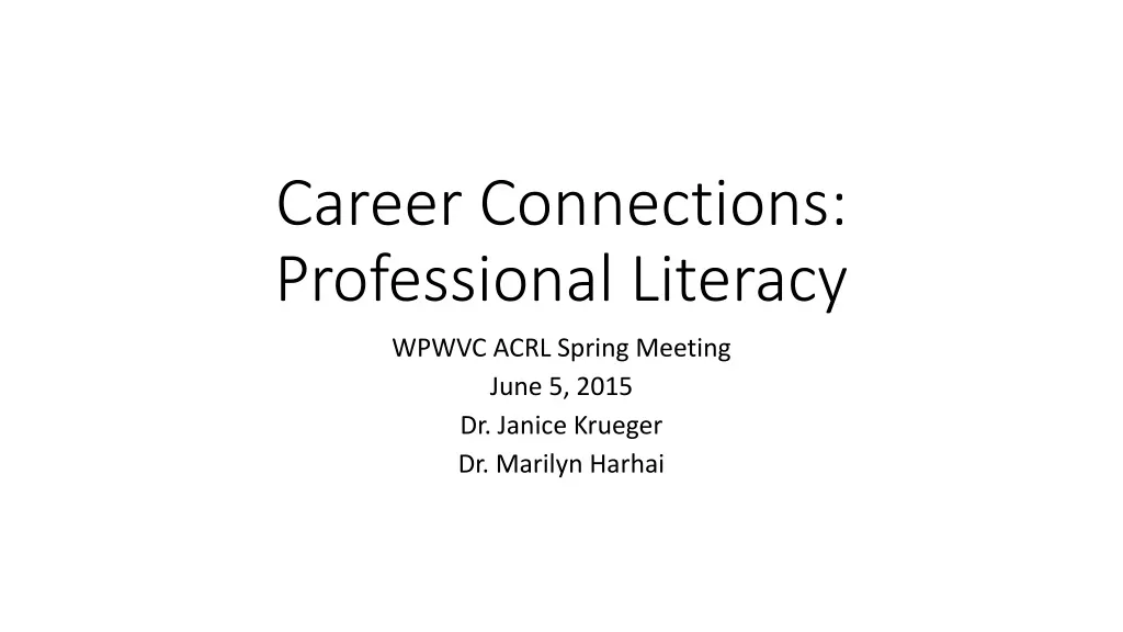 career connections professional literacy
