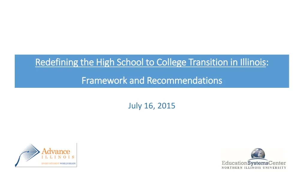 redefining the high school to college transition