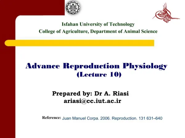 Advance Reproduction Physiology Lecture 10