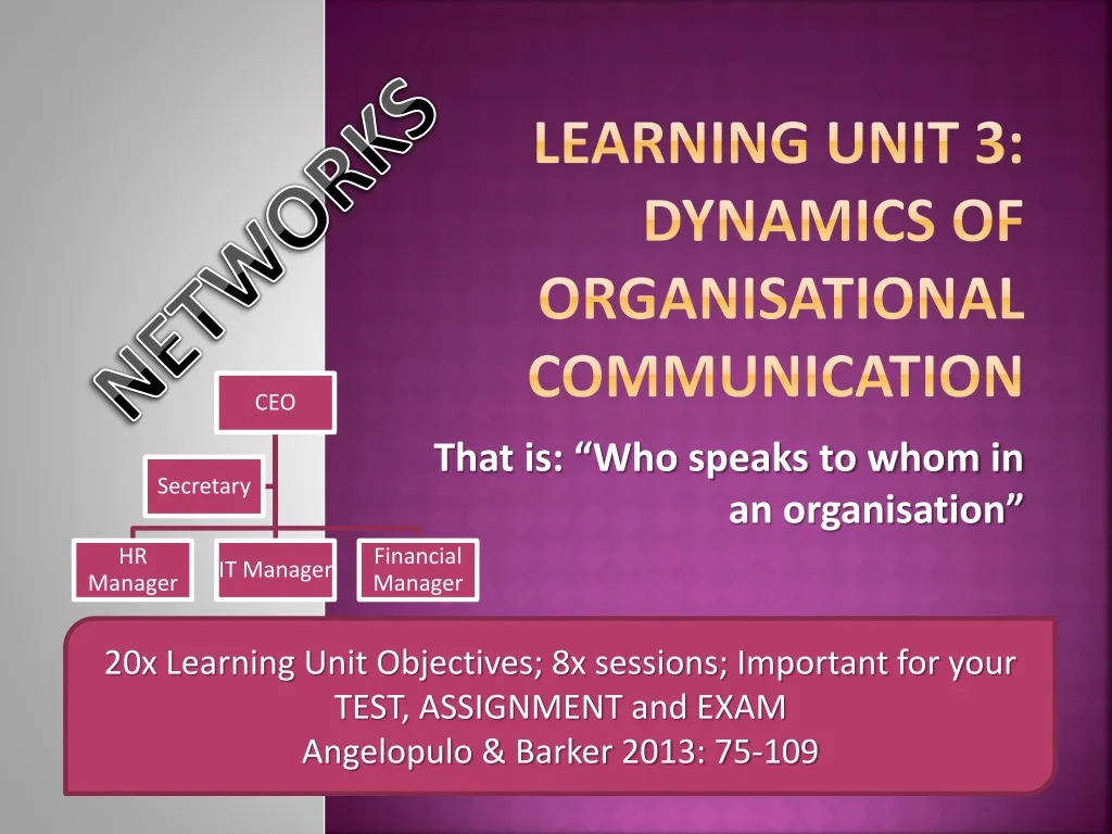 learning unit 3 dynamics of organisational communication