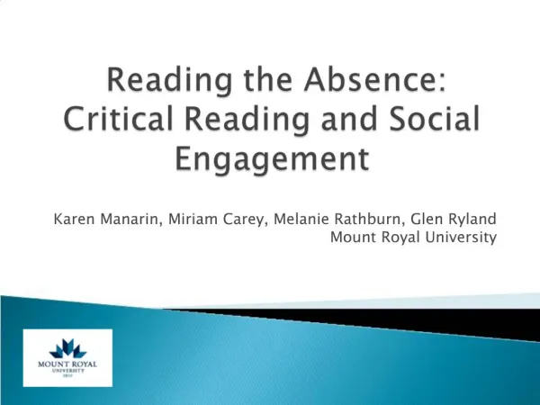 Reading the Absence: Critical Reading and Social Engagement