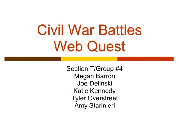Civil War Battles Web Quest