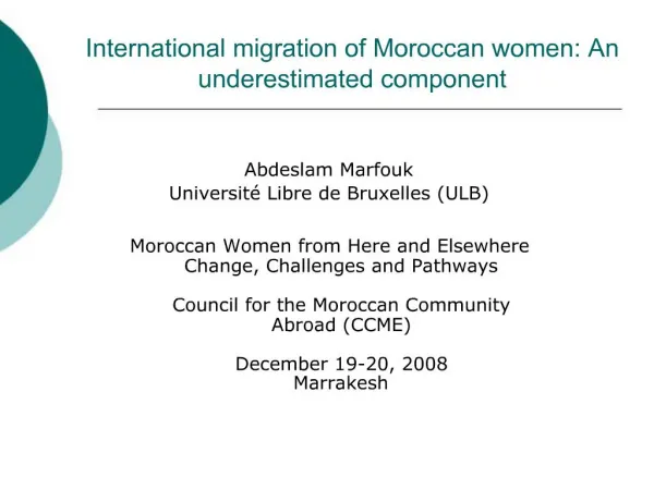 International migration of Moroccan women: An underestimated component