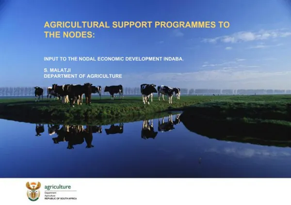 AGRICULTURAL SUPPORT PROGRAMMES TO THE NODES:
