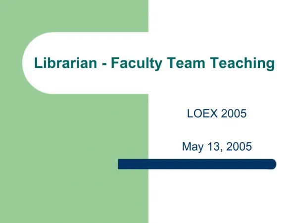Librarian - Faculty Team Teaching