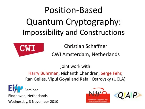Position- Based Quantum Cryptography : Impossibility and Constructions