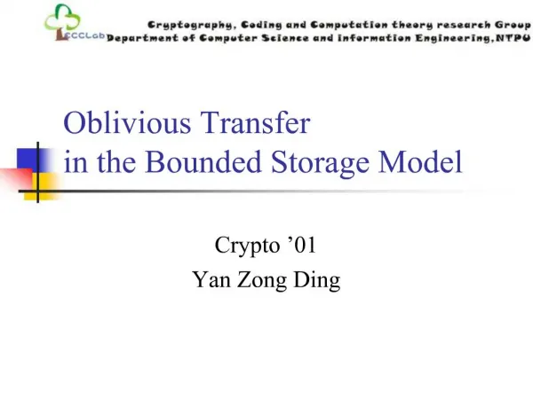 Oblivious Transfer in the Bounded Storage Model