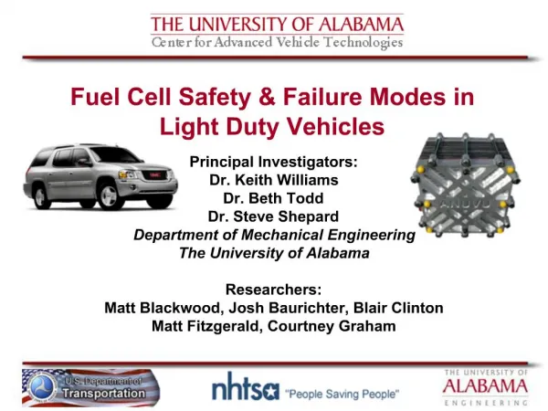 Fuel Cell Safety Failure Modes in Light Duty Vehicles