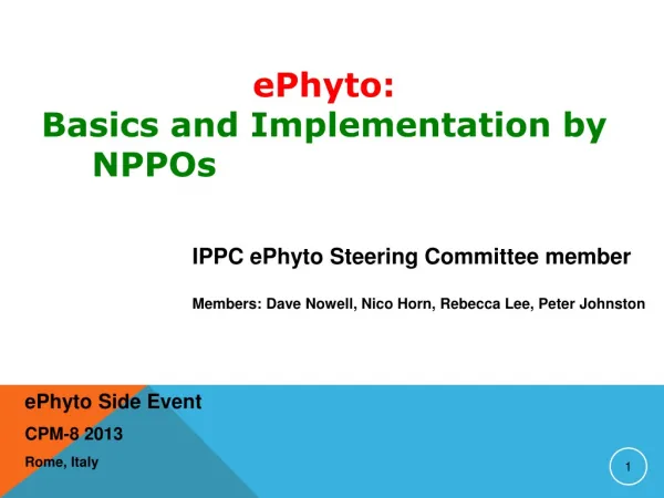 e Phyto Side Event CPM-8 2013 Rome, Italy