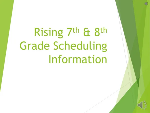 Rising 7 th &amp; 8 th Grade Scheduling Information
