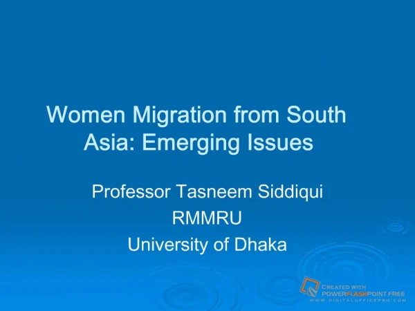 Women Migration from South Asia: Emerging Issues