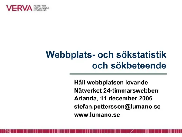 Webbplats- och s kstatistik och s kbeteende