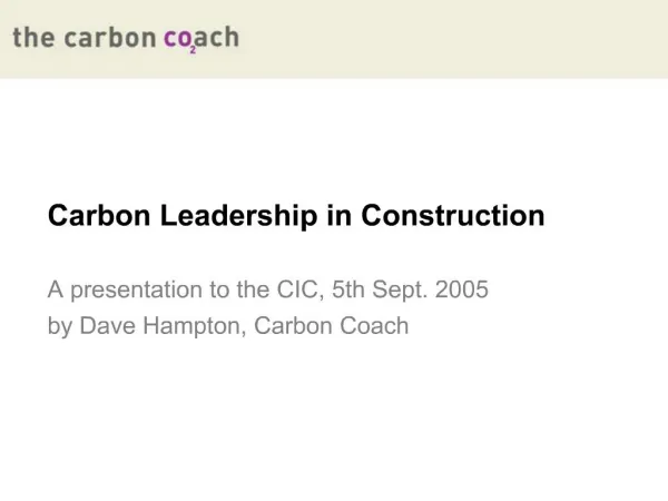 Carbon Leadership in Construction