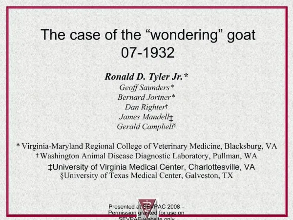 The case of the wondering goat 07-1932