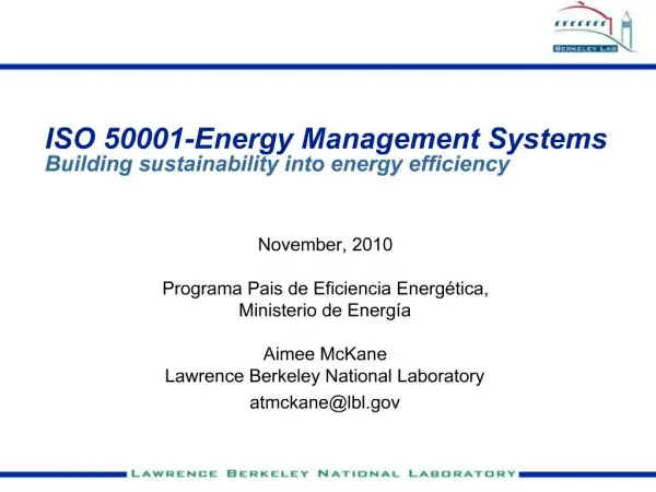 ISO 50001-Energy Management Systems Building sustainability into energy efficiency