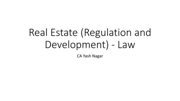 Real Estate (Regulation and Development) - Law