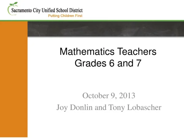 Mathematics Teachers Grades 6 and 7