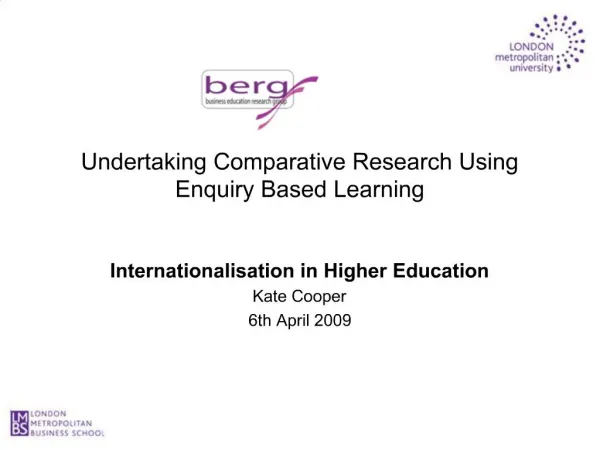 Undertaking Comparative Research Using Enquiry Based Learning