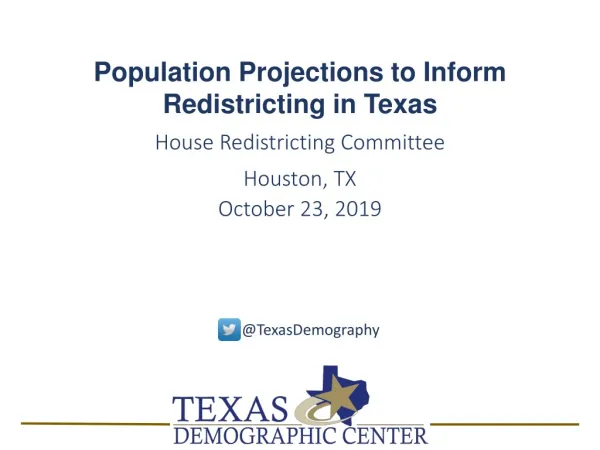 Population Projections to Inform Redistricting in Texas House Redistricting Committee Houston, TX