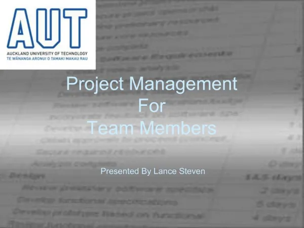 Project Management For Team Members