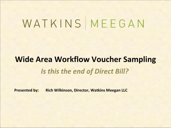 Wide Area Workflow Voucher Sampling Is this the end of Direct Bill