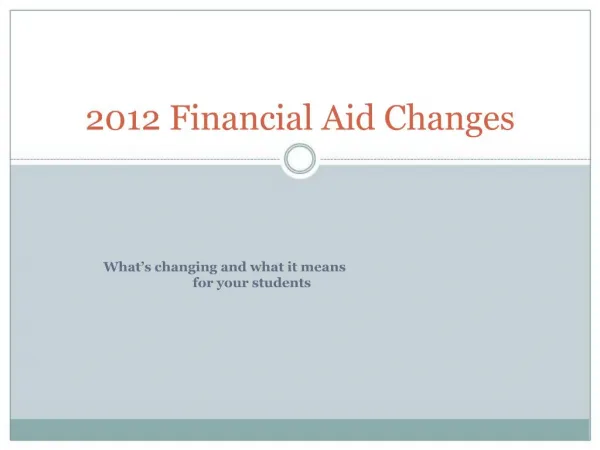2012 Financial Aid Changes