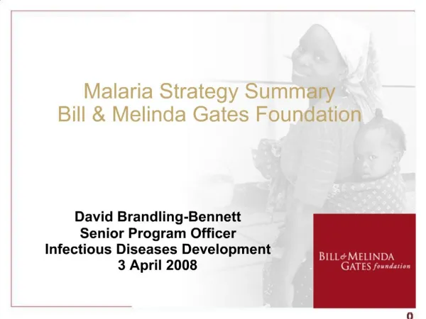 Malaria Strategy Summary Bill Melinda Gates Foundation