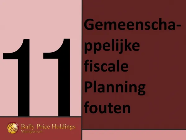 11 Gemeenschappelijke fiscale Planning fouten - bp holdings