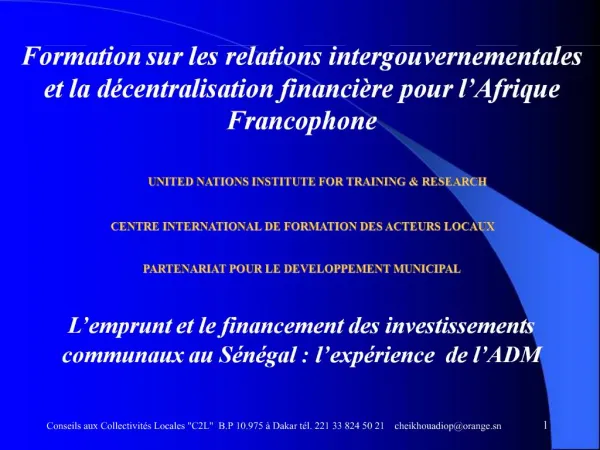 Conseils aux Collectivit s Locales C2L B.P 10.975 Dakar t l. 221 33 824 50 21 cheikhouadioporange.sn