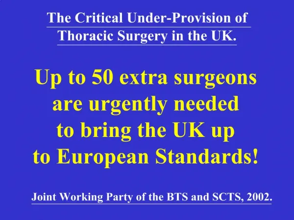 THE EXPANSION OF CONSULTANT PROVISION FOR THORACIC SURGERY IN THE UK.