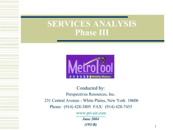 SERVICES ANALYSIS Phase III