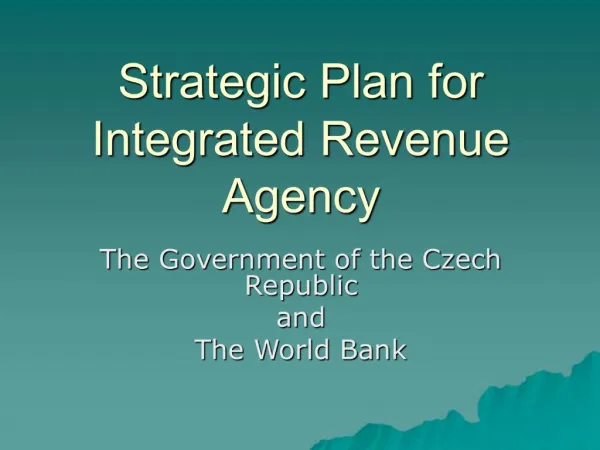 Strategic Plan for Integrated Revenue Agency