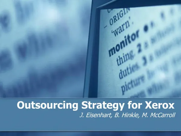 Outsourcing Strategy for Xerox