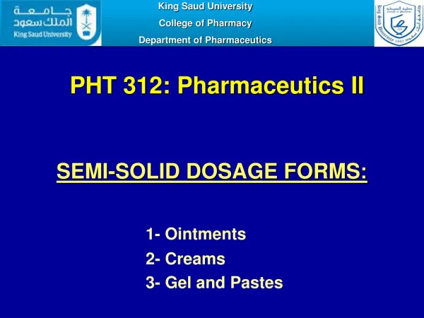 PHT 312: Pharmaceutics II