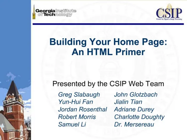 Building Your Home Page: An HTML Primer