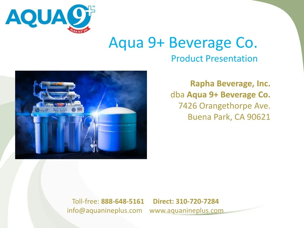 aqua 9 beverage co product presentation