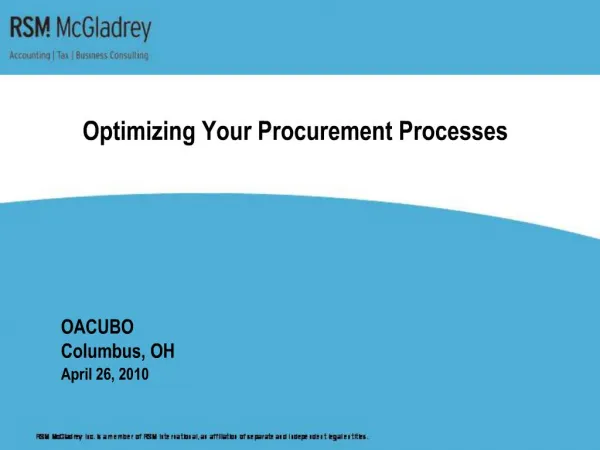 Optimizing Your Procurement Processes