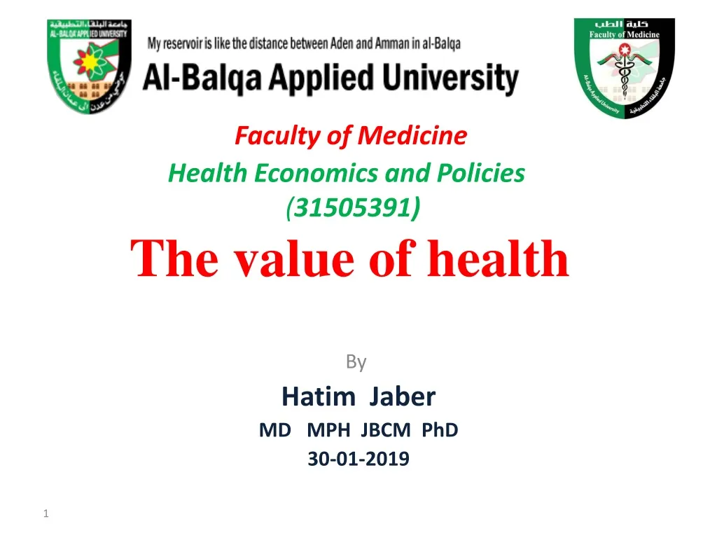faculty of medicine health economics and policies 31505391 the value of health