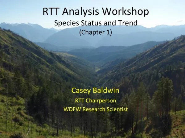 RTT Analysis Workshop Species Status and Trend Chapter 1