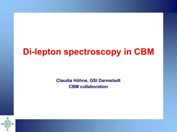 Di-lepton spectroscopy in CBM