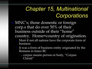 Chapter 15, Multinational Corporations - slide 1