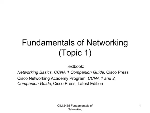 Fundamentals of Networking Topic 1