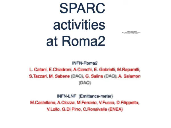 SPARC activities at Roma2