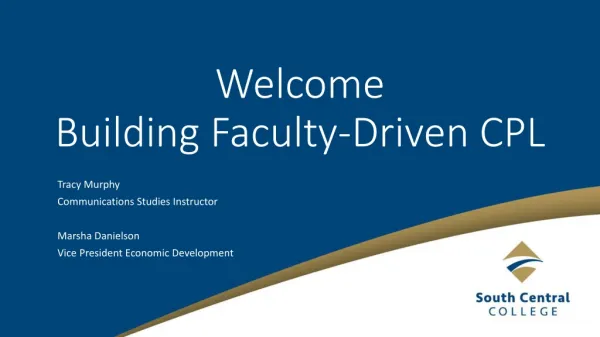 Welcome Building Faculty-Driven CPL