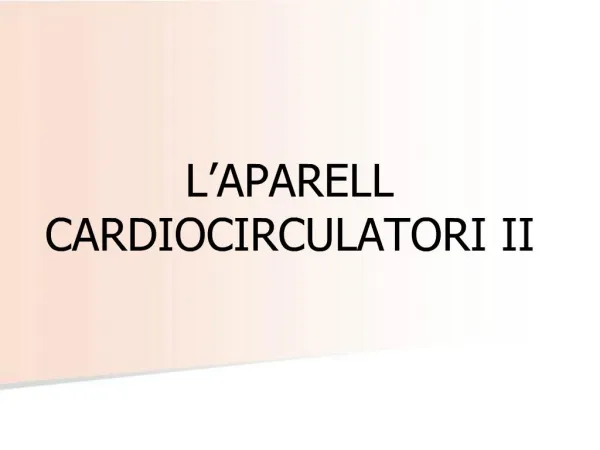 L APARELL CARDIOCIRCULATORI II