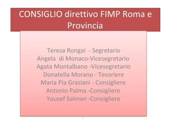 CONSIGLIO direttivo FIMP Roma e Provincia